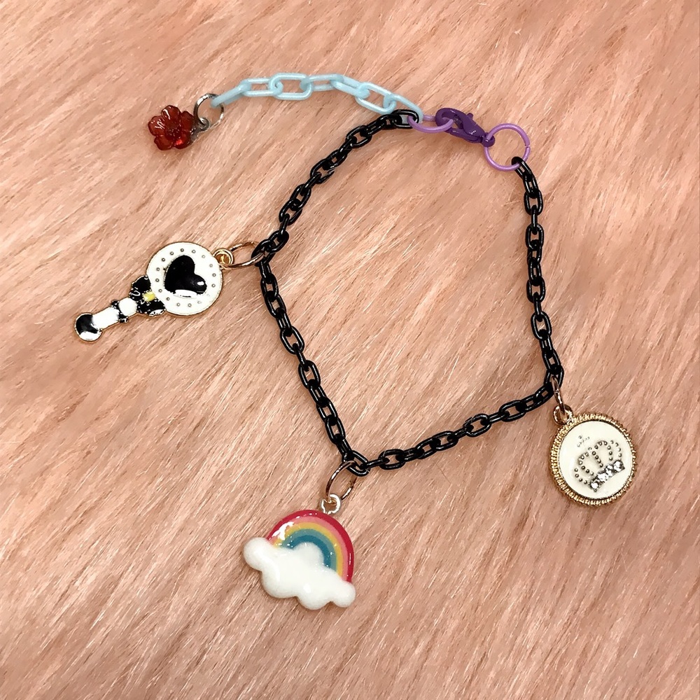 Handmade Crown Rainbow Wand Magical Princess Charm Bracelet - Picture 1 of 7